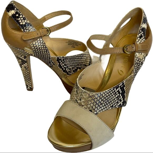 Boutique 9 Voula Reptile Embossed Platform Heels Sandals Size 7.5 - Picture 1 of 8